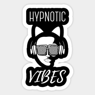 Hypnotic Vibes EDM Girl DJ with Cat Ears and Headphones Sticker